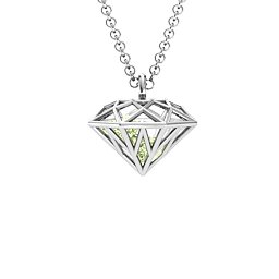 Diamond Cage Pendant with 1 - 4 Gemstones in 925 Sterling Silver with Peridot