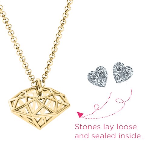 Diamond Cage Pendant with 1 - 4 Gemstones