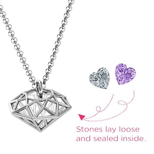 Diamond Cage Pendant with 1 - 4 Gemstones