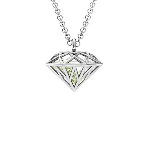 Diamond Cage Pendant with 1 - 4 Gemstones – Sterling Silver with Peridot