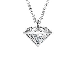 Diamond Cage Pendant with 1 - 4 Gemstones – Sterling Silver with Cubic Zirconia