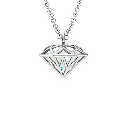 Diamond Cage Pendant with 1 - 4 Gemstones in 925 Sterling Silver with Opal