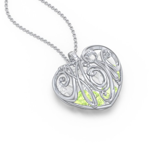 Graceful Mom Heart Cage Pendant With 2-8 Birthstones