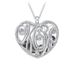 Graceful Mom Heart Cage Pendant With 2-8 Birthstones in 925 Sterling Silver with Smokey Quartz, Emerald, Blue Sapphire, Blue Topaz, and Ruby