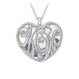 Graceful Mom Heart Cage Pendant With 2-8 Birthstones in 925 Sterling Silver with Alexandrite, Emerald, Blue Sapphire, Blue Topaz, and Ruby