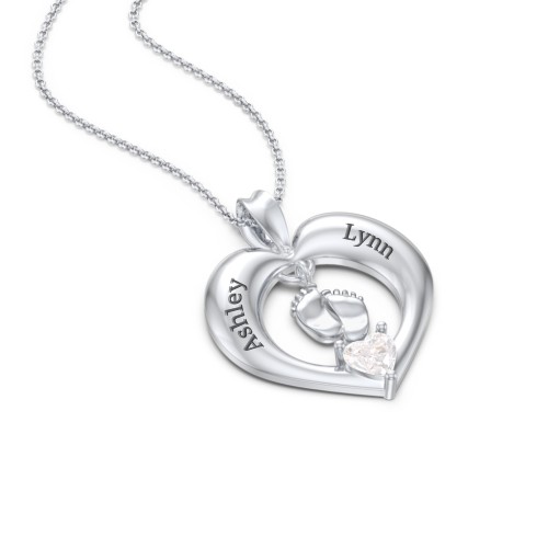 Precious Gift Baby Feet Charm Pendant – Sterling Silver with Diamond