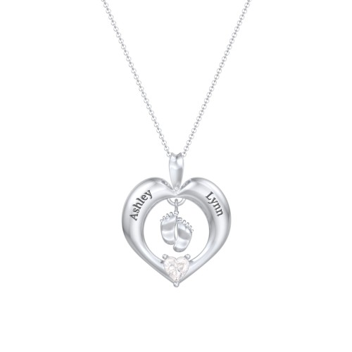 Precious Gift Baby Feet Charm Pendant – Sterling Silver with Diamond