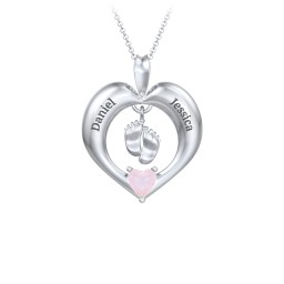 Precious Gift Baby Feet Charm Pendant in 925 Sterling Silver with Opal