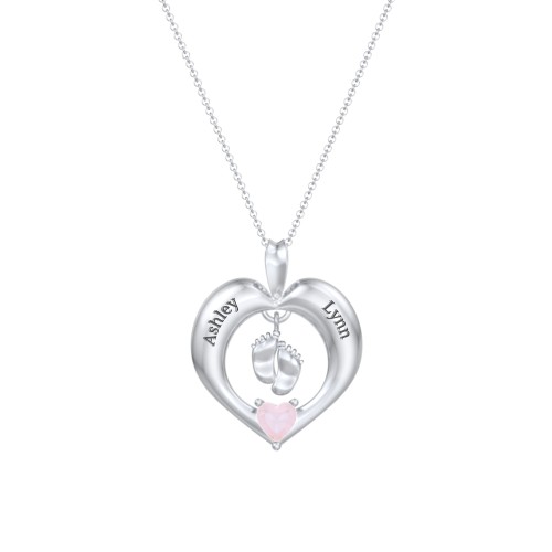 Precious Gift Baby Feet Charm Pendant – Sterling Silver with Opal