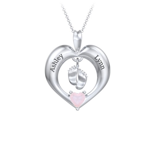 Precious Gift Baby Feet Charm Pendant – Sterling Silver with Opal