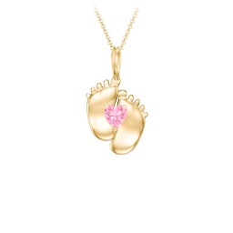Engravable Baby Feet Birthstone Pendant