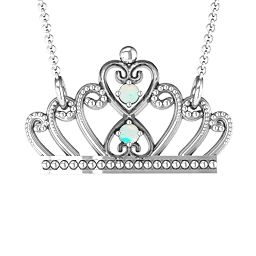 Charming Crown Necklace in 925 Sterling Silver with Opal