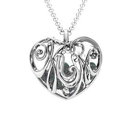 Graceful Mum Heart Cage Pendant With 2-8 Birthstones in 925 Sterling Silver with Alexandrite, Emerald, Ruby, and Cubic Zirconia