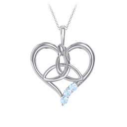Eternal Love Celtic Trinity Knot Pendant with 1-3 Stones