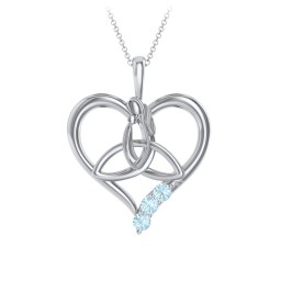 Eternal Love Celtic Trinity Knot Pendant with 1-3 Stones in 925 Sterling Silver with Blue Topaz, Cubic Zirconia, and Ruby