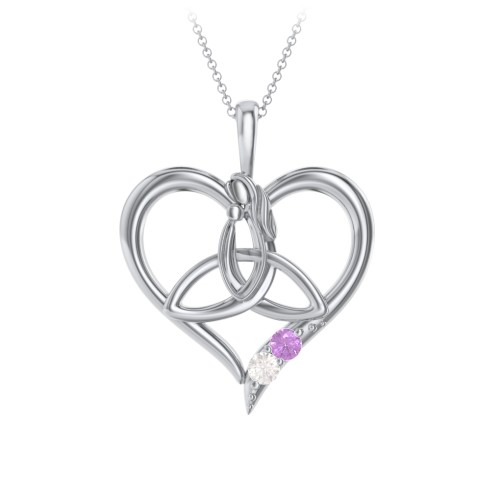 Eternal Love Celtic Trinity Knot Pendant with 1-3 Stones – Sterling Silver with Amethyst and Cubic Zirconia