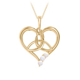 Eternal Love Celtic Trinity Knot Pendant with 1-3 Stones in 9K Solid Yellow Gold with Opal