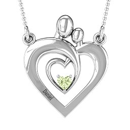 Unconditional Love Family Pendant in 925 Sterling Silver with Peridot