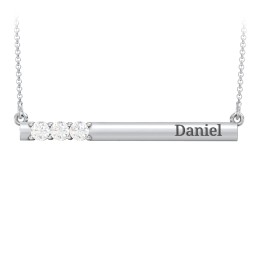 Engravable Family Bar Pendant with 1-5 Gemstones