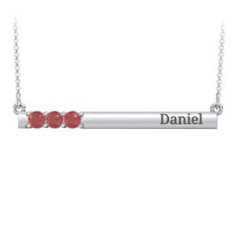 Engravable Family Bar Pendant with 1-5 Gemstones