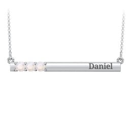 Engravable Family Bar Pendant with 1-5 Gemstones
