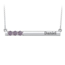 Engravable Family Bar Pendant with 1-5 Gemstones