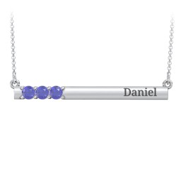 Engravable Family Bar Pendant with 1-5 Gemstones
