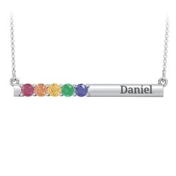 Engravable Family Bar Pendant with 1-5 Gemstones