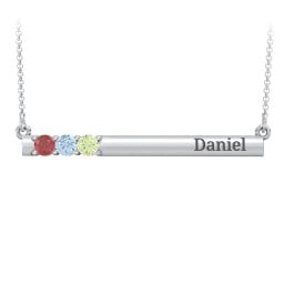 Engravable Family Bar Pendant with 1-5 Gemstones