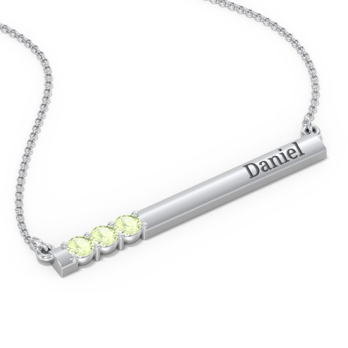 Engravable Family Bar Pendant with 1-5 Gemstones