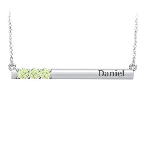 Engravable Family Bar Pendant with 1-5 Gemstones
