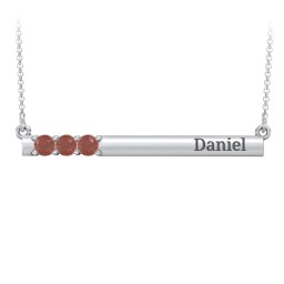 Engravable Family Bar Pendant with 1-5 Gemstones in 925 Sterling Silver with Garnet, Blue Sapphire, and Citrine