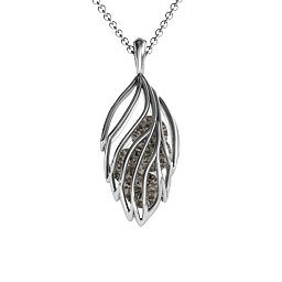 Elegant Elm Cage Leaf Pendant in 925 Sterling Silver with Smokey Quartz, Ruby, Emerald, and Citrine