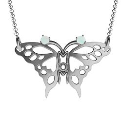 Butterfly Mom Birthstone Necklace in 925 Sterling Silver with Opal