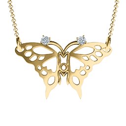 Butterfly Mom Birthstone Necklace in 9K Solid Yellow Gold