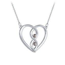 Entwined Infinity Heart Necklace in 925 Sterling Silver with Smokey Quartz