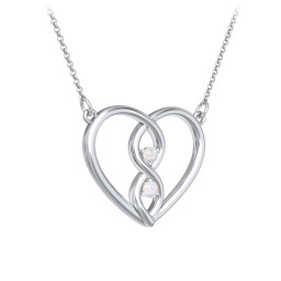 Entwined Infinity Heart Necklace in 925 Sterling Silver with Opal