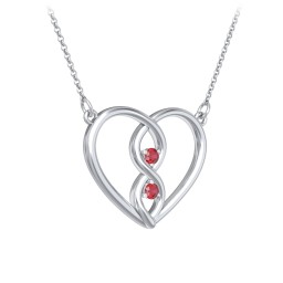 Entwined Infinity Heart Necklace in 925 Sterling Silver with Garnet