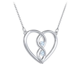 Entwined Infinity Heart Necklace in 925 Sterling Silver with Blue Topaz