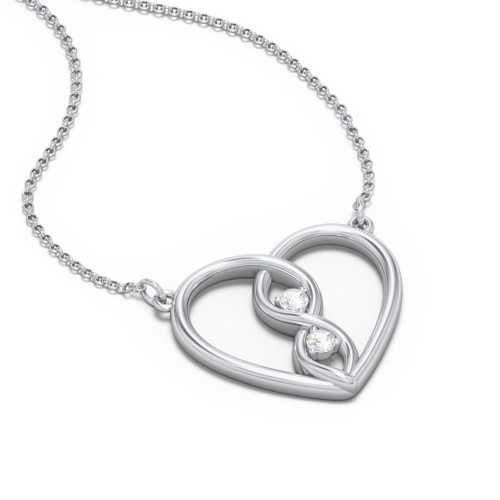 Entwined Infinity Heart Necklace – Sterling Silver with Cubic Zirconia