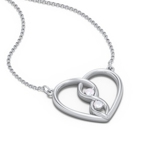 Entwined Infinity Heart Necklace – Sterling Silver with Opal