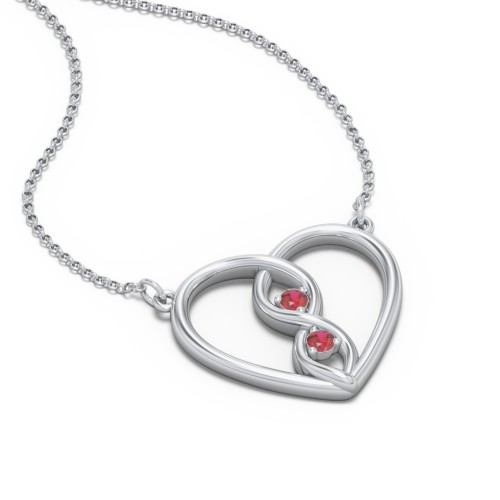 Entwined Infinity Heart Necklace – Sterling Silver with Garnet