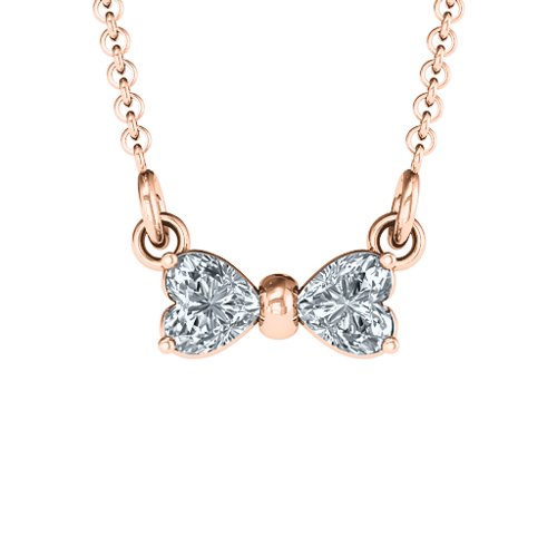 Adorable Bow Necklace – 9kt Rose Gold with Cubic Zirconia