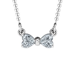 Adorable Bow Necklace in 925 Sterling Silver with Diamond