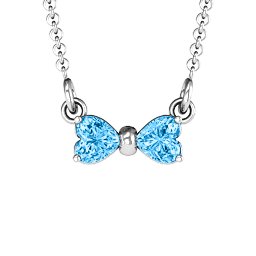 Adorable Bow Necklace in 925 Sterling Silver with Blue Topaz