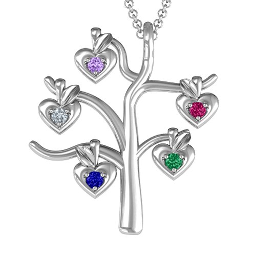Tree Of Hearts 5-Stone Family Tree Necklace