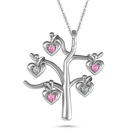 Tree Of Hearts 5-Stone Family Tree Necklace