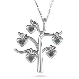 Tree Of Hearts 5-Stone Family Tree Necklace in 925 Sterling Silver with Alexandrite