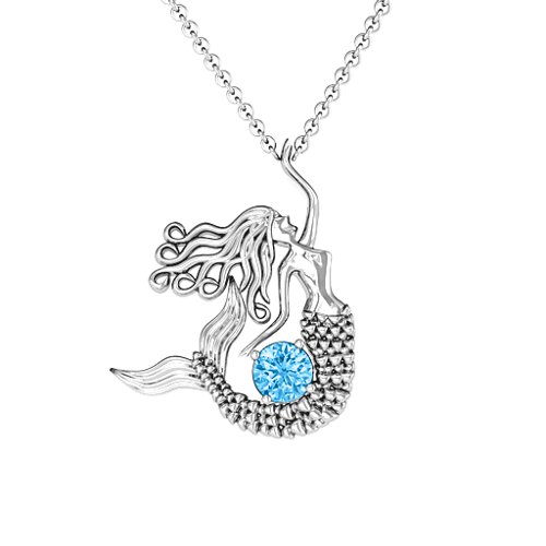 Majestic Mermaid Necklace – Sterling Silver with Blue Topaz