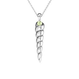 Unicorn Horn Necklace in 925 Sterling Silver with Peridot